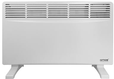 AMOS 2000W Wifi Enabled Electric Convector Panel Heater Radiator Alexa Enabled, Energy Efficient 3 Heating Modes Adjustable Thermostat, wall mounted radiator & Floor Stand, White