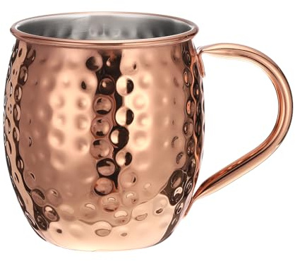 sourcing map Kupferbecher 530ml/19 OZ, gehämmerte Cocktailbecher, 1 Stück reines Kupfer beschichteter Edelstahl-Schnapsglas, Cocktail-Trinkbecher für Party und Geschenk, Roségold