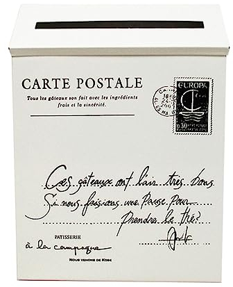 Homoyoyo Vintage Eisen Briefkasten Wanddekoration Beige Weiß Postbox Mit Briefdruck Langlebiger Retro Wandbriefkasten Als Kreatives Foto-requisit Für Nostalgische Heimdeko