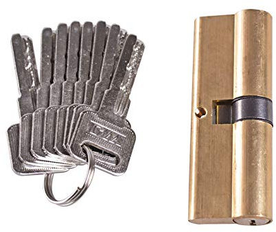 Serratura, serratura a cilindro, serrature for porte in PVC, serratura a cilindro Pomello con profilo europeo Serratura a cilindro con cilindro in ottone Finitura nichel satinato 85 mm con 8 chiavi