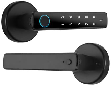 Matybobe Smart Lock Keyless Entry Door Handle Password Door Lock Tuya App Remote Operation BT 4-in-1 Keyless Biometric Door Lock for 35-55mm Office Home Bedroom Door