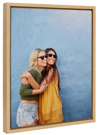Kate and Laurel Custom Printed Framed Canvas Wall Art, 16x20 Natural, Sylvie Personal Canvas Print with Your Photos for Bedroom or Living Room Gallery Wall Decor | Printed and Hand Framed in the USA