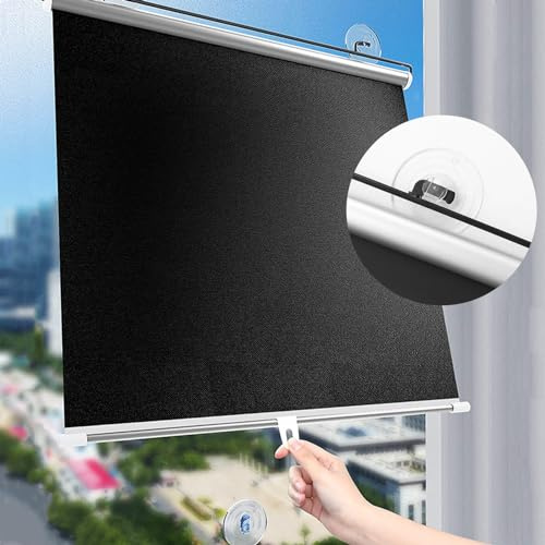 Tende a Rullo Oscuranti Nere,Tenda a Rullo Oscurante Termica per Interni,Tende a Rullo Filtranti per Privacy,Per Balcone,Soggiorno,Camera Da Letto,Senza Fori,Black-72x125cm/28x49in