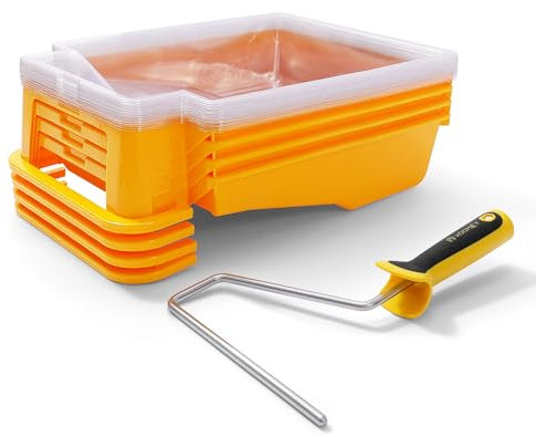 VOOMEY 17-teiliges Lackier-Set mit 4 fußbetätigten Farbwannen, 9-Zoll-Rollerrahmen & Zubehör - Professionelles Maler-Set für Wandfarbe inkl. 12 Farbschalen-Liner