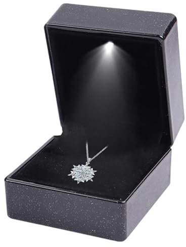 Qizeroty Ringbox mit Licht,Ringbox für den Antrag - Elegantes Jubiläums-Ringetui,Anhänger-Halsketten-Vitrine, kleine Ring-Vitrine für Hochzeit, einzigartiger Heiratsantrag