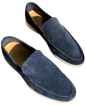 Mocassins à enfiler pour homme en daim Chaussures de conduite Légères Chaussures souples en cuir Mocassins faits main Chaussures plates d'affaires Chaussures de marche en plein air Chaussures de