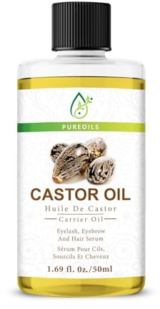 100% Pure Organic Cold-Pressed Castor Oil, Unrefined for Eyelash, Eyebrow, and Hair Growth, Thicker, Fuller Hair & Body Care