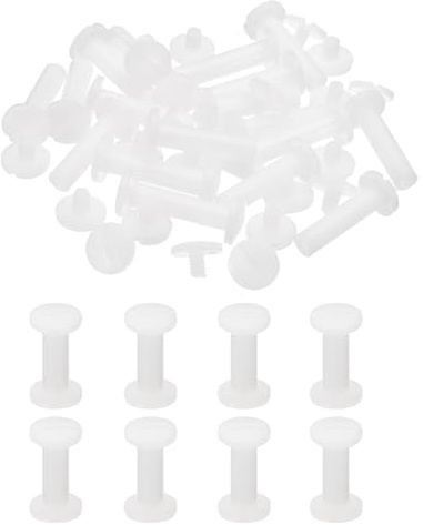 PATIKIL 20mm Vis Chicago, 20 ensembles de vis Chicago en plastique à tête fendue 5,5mm OD boulons de vis rivets en cuir connecteurs blancs pour ceinture en cuir albums photo scrapbooking