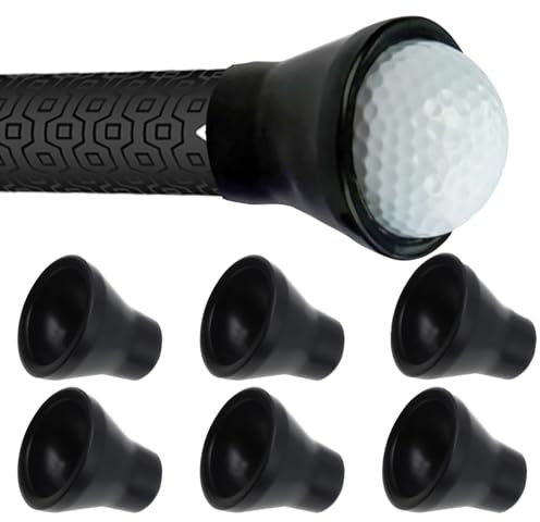 Thatyro 6 Pack Suction Cup Golf Ball Retriever, Golf Ball Picker Upper for End of Putter Grip, Quick Pick Up Golf Ball Grabber Retriever Sucker Tool Golfers Accessories (6, Black)