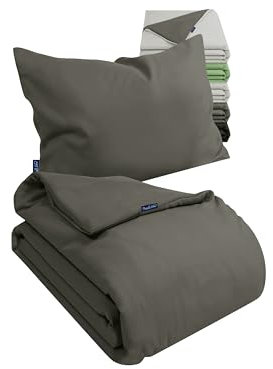 Marie´s Home Velvety 1629.2376 - Juego de ropa de cama de 100 x 135 cm, funda nórdica y 1 funda de almohada de 40 x 60 cm, 2 piezas, 100 x 135 cm + 40 x 60 cm, antracita