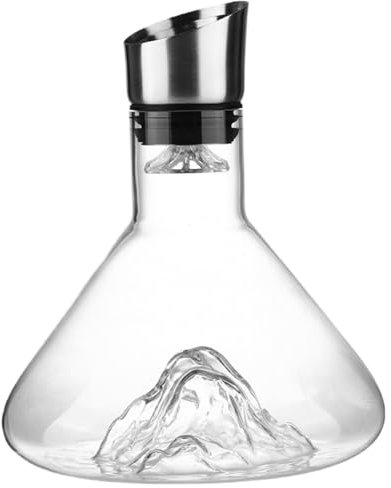 DÉCANTEUR DE Vine 1,5 L Aérateur de vin Transparent avec Cartes de Carafe à vin sans Plomb Iceberg Bottom Doule Carafe Rouge avec Une Filtration en Acier Inoxydable