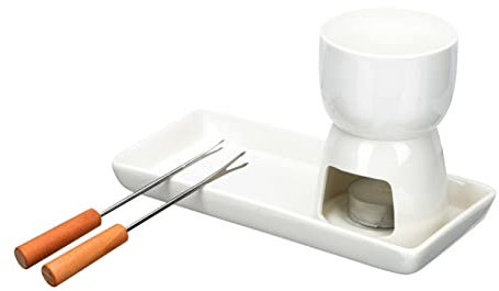 TOPBATHY Juego de Fondue de Cerámica Mini Calentador para Chocolate 2 Piezas para Queso y Helados Diseño Compacto Uso Doméstico Fiestas