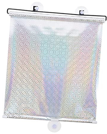 VINTORKY Home Window Shade Mit Saugnäpfen Verdunkelungsrollo Ohne Bohren Für Küche Und Wohnzimmer Silberne Laseroptik Uv-Schutz Und Lichtundurchlässig