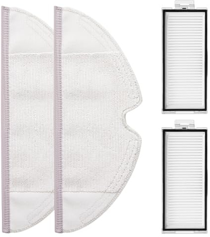 Rrochio Pack de Accesorios para roborock Q5 Pro, Repuestos compatible con Q8 Max+, Q8 Max, Q7 Max+, Q5 Pro+, Q7, Q7+, Q7 Max, 2 Paños 2 Filtros HEPA