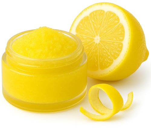 Sugar Lip Scrub - 30g Pot - 15 Delicious Flavours - Made With Natural Jojoba Oil for Soft, Smooth Lips - Vegan Friendly - Puddle of Wax - Made in the UK (30g, Lemon)