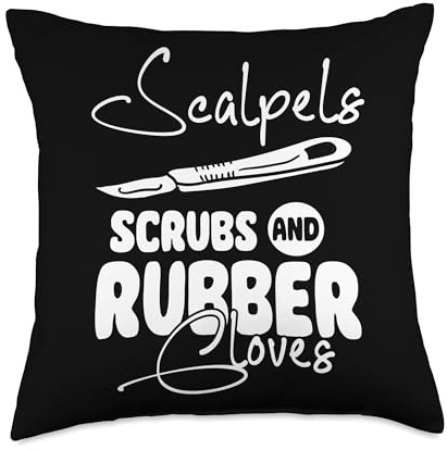 Scalpels Scrubs And Rubber Cloves Surgical Technician Throw Pillow