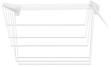 Generico Stendibiancheria Saliscendi da Parete e Soffitto, 160 x 50 cm, 10 Metri Lineari, Acciaio Plastificato Bianco