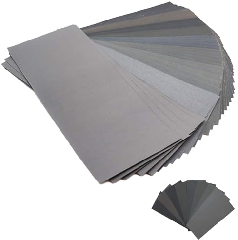 Schleifpapier Set 30 Stück, Schmirgelpapier 230 x 91 mm, Körnung 80 120 150 180 240 320 400 600 800 1000 1200 1500 2000 2500 3000, Metallschleifen und Autopolieren Holzmöbel Finishing Schleifen