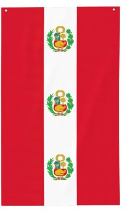 Bandera decorativa de jardín con estampado de bandera de Perú, poliéster, impresión viva, lista para vacaciones y fiestas