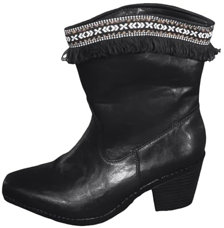 VBEDKDEB Stivali da donna Mid Calf Stivali da donna alla moda con punta a punta, tacco grosso e cerniera laterale fino al centro del polpaccio stivali da donna 11144, Nero , 38.5 EU