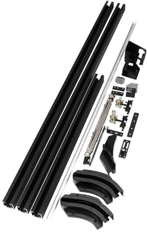Hidden Track Quiet Buffered Sliding Door Hardware Dual Cushion System Aluminum Wood Overhead Pulley for Bedroom Entrance(Left 1200-1500mm)