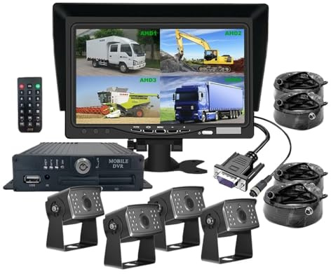 Sistema MDVR mobile for monitor con schermo VGA da 7 pollici 4x AHD 1080P Telecamere for retrovisione lato anteriore 12-36v for camion Bus Van Trailer(None)