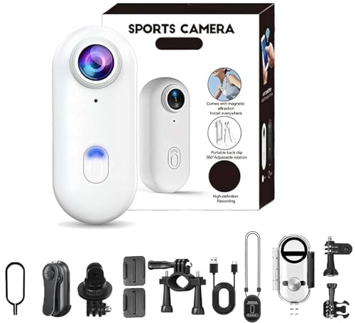 Pov Camera, Pov Pro 4k Camera, 4s Body Cameras Wearable, 4k Hd Thumb Action Cameras with Clip Mount, 170° Wide Angle, for Cycling, Ski and Outdoors Activities (White-4K High Specs,256G)