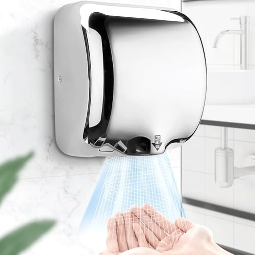 BESTXH Asciugamani Elettrico Commerciale, Asciugamani Elettrici A Induzione Intelligenti da 1200 W con Sensore Automatico Touch-Free E Flusso d'Aria Caldo/Freddo,Mirror Stainless Steel