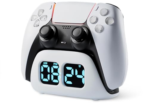 Station de charge rapide pour manette PS5 DualSense, station de charge pour manette sans fil PS5 avec fonction horloge, charge rapide, protection de charge, lampe de charge LED, support de charge