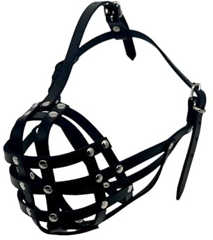 L&J Pets UK Leder-Maulkorb für Hunde – Leicht, Robust & Bequem – Perfekt für Boxer & andere Rassen (B1, Schwarz)