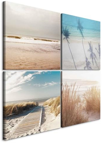murando - Set di 4 Pezzi Quadri Moderni Componibili Paesaggio Spiaggia Dune 40x40 cm (4 pz. 20x20 cm ognuno) - - Decorazioni da Parete Piccoli - Quadro Moderno Decori per Soggiorno c-C-10129-b-a