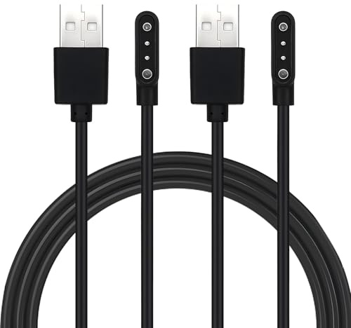 2PCS Chargeur Montre Connectée 2 Pin 4mm, 60 cm, Chargeur Watch, Chargeurs USB, Câble Magnétique pour Montre Connectée, Compatible avec RT LS05S, RS4 LS12, RS4 LS16, RS4 Plus, RT2 LS10