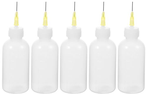 Abaodam Botellas de Compresión para Esmalte de Cerámica Boquilla Puntiaguda, 5 Unidades de 50 Cc para Pintura y Esculpido en Arcilla