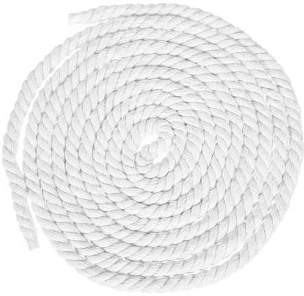 sourcing map Corda in cotone bianco, 10 mm x 14,8 m, 3 fili, intrecciata, intrecciata, spessa, macramè, per appendere piante e nodi