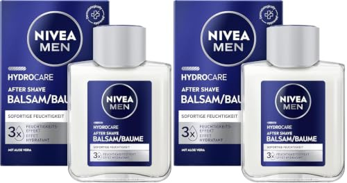 NIVEA MEN Hydrocare After Shave Balsam, beruhigendes After Shave für Männer, Hautpflege nach der Rasur mit Aloe Vera und Pro-Vitamin B5 (100 ml) (Packung mit 2)