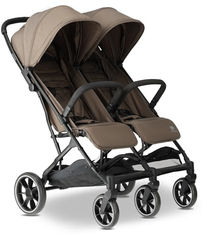 Deryan Rolo X2 V2 barnvagn buggy 2 i 1 – liten buggy – födsel upp till 4 år – babyvagn per säte kan belastas upp till 44 kg – barnvagn vikbar – kompakt och vikbar – hassel