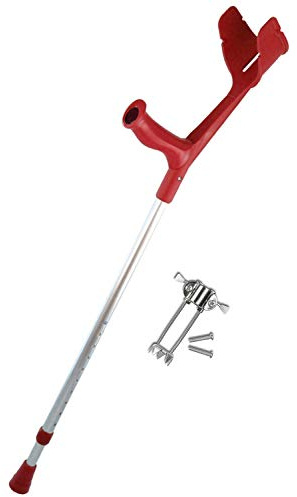 1x REBOTEC SOFT-GRIP Gehhilfe made in Germany Unterarm-Gehstütze Krücke mit Eiskralle (Farbe: rot)