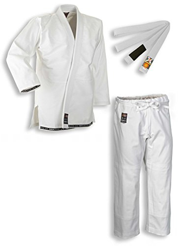 Ju-Sports BJJ Starter Gi Fortaleza Weiß + BJJ Gürtel Weiß A2 I Leichter & solider Brazilian Jujutsu Anzug für Einsteiger I BJJ Gi Herren I 100% Baumwolle