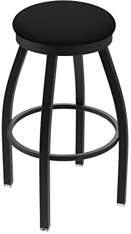 802 Misha 25 Swivel Counter Stool with Black Wrinkle Finish and Black Vinyl Seat