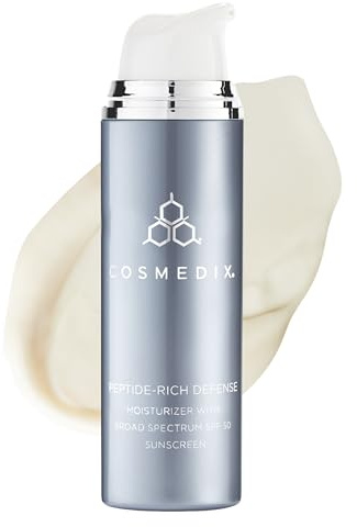COSMEDIX Peptide-Rich Defense Face Moisturizer - Hydrating Face Lotion with Broad Spectrum SPF 50 Sunscreen for Dark Spots, Fine Lines & Wrinkles - Facial Skin Care for Softer & Smoother Skin