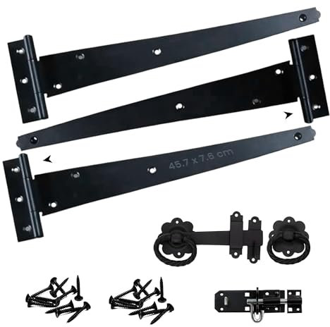 Wyre Direct Modern Black Steel Garden Gate Hinges & Latch - Heavy Duty, Black Finish, Door Mount, 1 Count