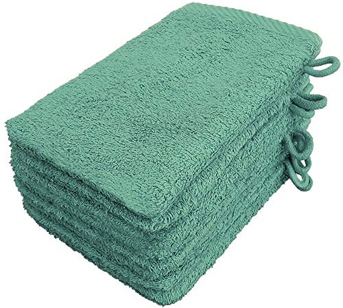 Lanudo Pure Line Waschlappen Waschhandschuh, 8er Set, Reine Frottier Baumwolle, 21 x 15 cm, Farbe Mint-Grün