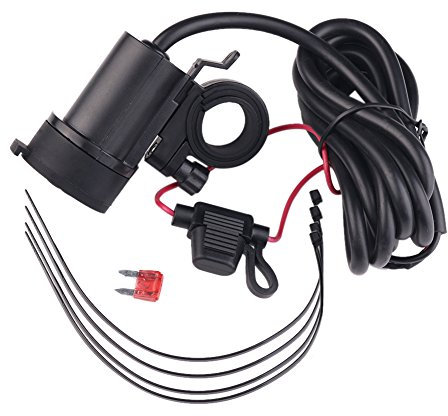 Motorcycle USB Charger, motorbike phone Adapter, Waterproof SAE to USB plug, Car Boat 2.1A Dual 2 USB, Mobile Port Power Supply Port Socket, for phones, GPS, Tablets, Camera, Power Banks (Round)