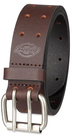Dickies Men's Big and Tall Leather Double Prong Belt, Brown, 3X (Waist: 48)