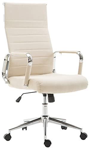 CLP Bürostuhl Kolumbus Stoff I Ergonomischer Chefsessel I Komfort Für Lange Arbeitstage I Robust Und Langlebig Für Gaming Und Home-Office Farbe Creme