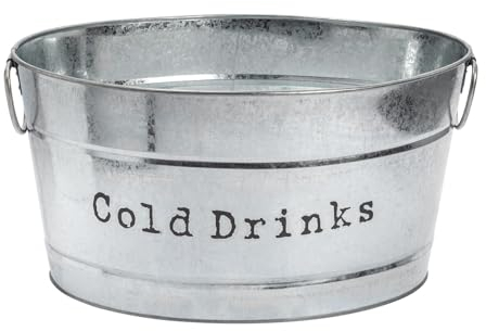 Harbour Housewares Drink Cooler Bucket - Silver - Large Cold Drinks Cooler Container Metal Ice Bucket with Handles for Cold Beverages, Parties, BBQ's, Restaurant