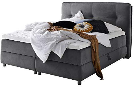 Atlantic Home Collection TILO Boxspringbett mit Bettkasten, Liegefläche 180 x 200 cm, Stoff, anthrazit