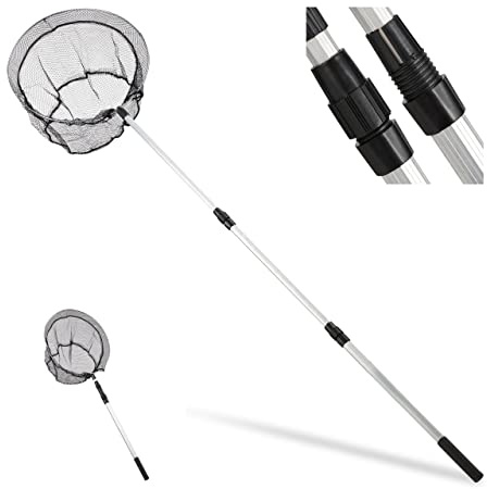 Relaxdays Unisex Erwachsene Relaxdays Kescher Angeln Teleskopstiel 60 130 cm faltbar leicht stabil Angelkescher Netz , Silber, 1 St ck EU