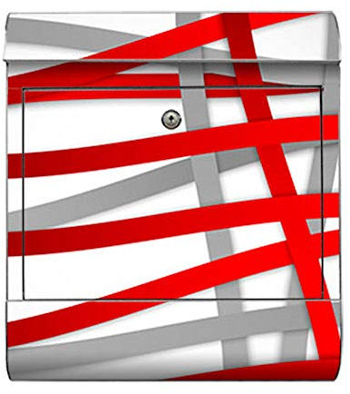 motivX-Ideenwerkstatt Briefkasten Kombi Wandbriefkasten mit Motiv Rote und Graue Streifen
