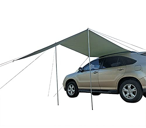 Blueshyhall Auto Markise, Wasserdicht Sonnensegel, Camping Dachzelt, Dachträger Sonnenschutzdach Heckklappe für Auto SUV Wohnwagen Outdoor (440 x 200 cm, Grün)